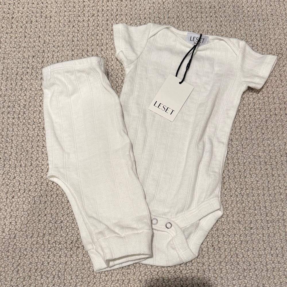 LESET White/Cream Kids Bodysuit Set (3-6mo)